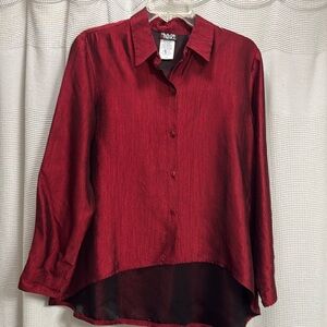 Vintage witchy goth hi lo swing top Sz M burgundy boxy cropped dark Shacket